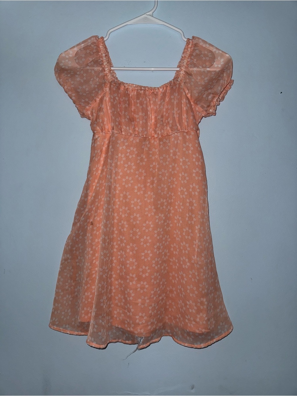 SO Peach Floral Puff-Sleeve Sundress for Girls